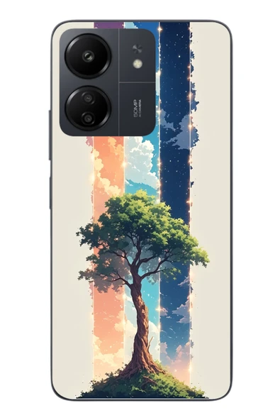 Le Balvo Redmi 13C Uyumlu Yalnız Ağaç Dört Mevsim Baskılı Silikon Kılıf ürün görseli 1