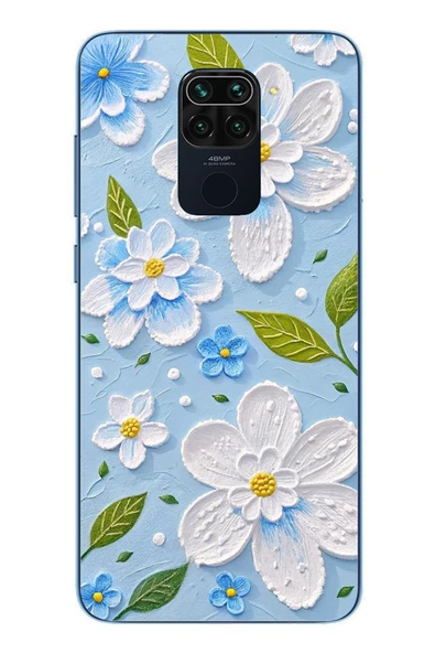 Le Balvo Redmi Note 9 Uyumlu Mavi Papatyalar Baskılı Silikon Kılıf ürün görseli 1