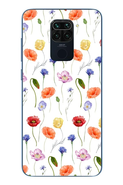 Le Balvo Redmi Note 9 Uyumlu Sade Tek Çiçekler Baskılı Silikon Kılıf ürün görseli 1
