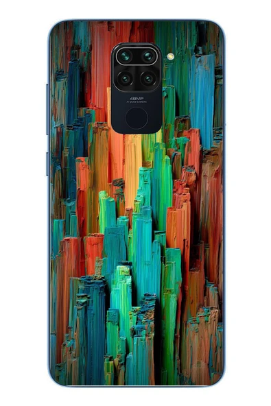 Le Balvo Redmi Note 9 Uyumlu Dikey Renkler Baskılı Silikon Kılıf ürün görseli 1