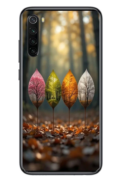 Le Balvo Redmi Note 8 Uyumlu Dört Mevsim Yaprakları Baskılı Silikon Kılıf ürün görseli 1