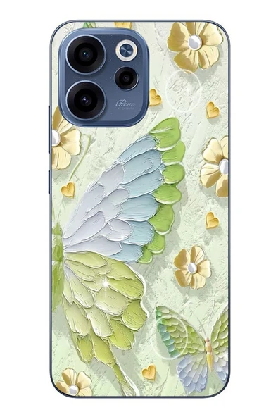 Le Balvo Oppo Reno 15F Uyumlu Yeşil Mavi Kelebek Baskılı Silikon Kılıf ürün görseli 1