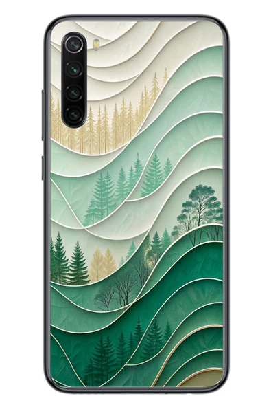 Le Balvo Redmi Note 8 Uyumlu Beyaz Çizgili Orman Baskılı Silikon Kılıf ürün görseli 1