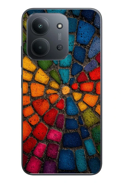 Le Balvo Redmi 15C Uyumlu Gökkuşağı Renkli Kaldırım Baskılı Silikon Kılıf ürün görseli 1