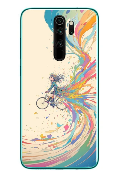 Le Balvo Redmi Note 8 Pro Uyumlu Rengarenk Bisikletli Kız Baskılı Silikon Kılıf ürün görseli 1