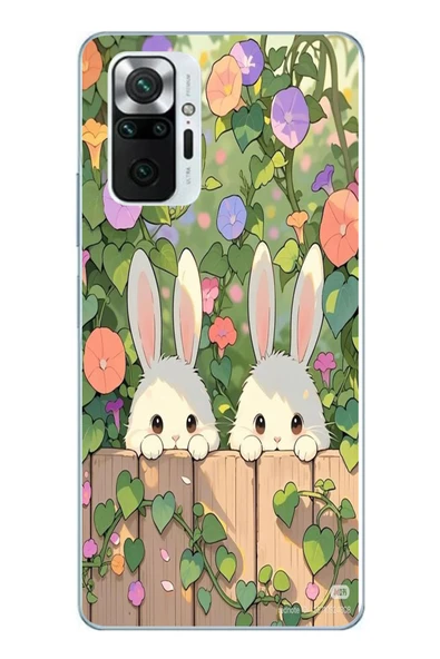 Le Balvo Redmi Note 10 Pro Uyumlu Tavşan Kardeşler Baskılı Silikon Kılıf ürün görseli 1