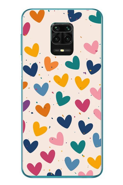 Le Balvo Redmi Note 9s Uyumlu Mavi Sarı Kalpler Baskılı Silikon Kılıf ürün görseli 1