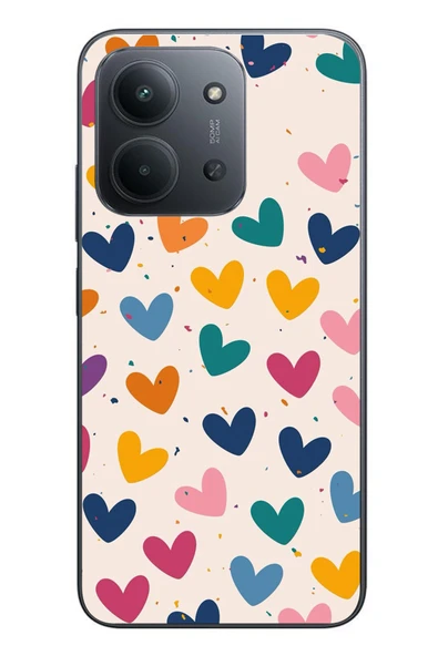 Le Balvo Redmi 15C Uyumlu Mavi Sarı Kalpler Baskılı Silikon Kılıf ürün görseli 1
