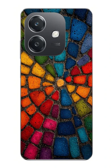 Le Balvo Oppo A3 Uyumlu Gökkuşağı Renkli Kaldırım Baskılı Silikon Kılıf ürün görseli 1
