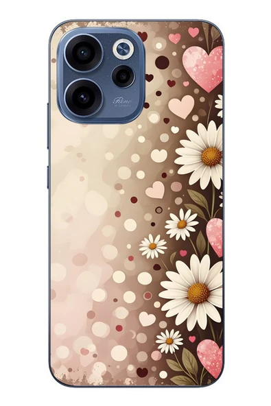 Le Balvo Oppo Reno 15F Uyumlu Kalpli Papatya Damlaları Baskılı Silikon Kılıf ürün görseli 1