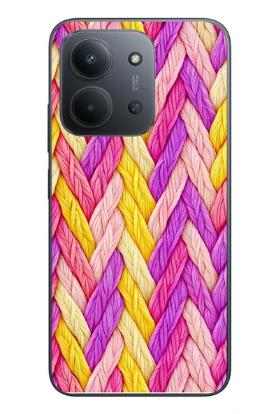 Le Balvo Redmi 15C Uyumlu Mor Sarı Örgü Baskılı Silikon Kılıf ürün görseli 1