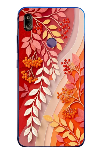 Le Balvo Redmi Note 7 Uyumlu Kırmızı Beyaz İğdeler Baskılı Silikon Kılıf ürün görseli 1