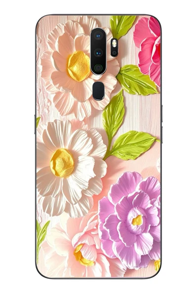 Le Balvo Oppo A5 2020 Uyumlu Beyaz Papatyalar Baskılı Silikon Kılıf ürün görseli 1