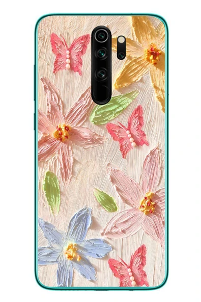 Le Balvo Redmi Note 8 Pro Uyumlu Kelebekli Papatya Baskılı Silikon Kılıf ürün görseli 1