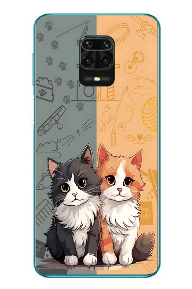 Le Balvo Redmi Note 9s Uyumlu Sarı ve Siyah Kedi Baskılı Silikon Kılıf ürün görseli 1