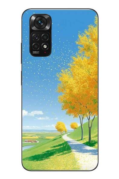 Le Balvo Redmi Note 11 - 11s Uyumlu Sarı Sonbahar Ağacı Baskılı Silikon Kılıf ürün görseli 1