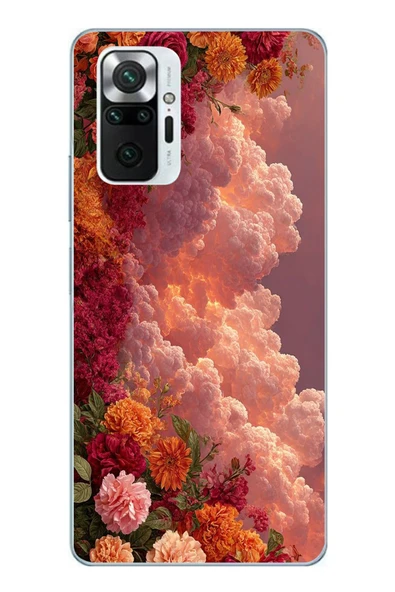 Le Balvo Redmi Note 10 Pro Uyumlu Güller ve Bulutlar Baskılı Silikon Kılıf ürün görseli 1