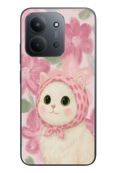 Le Balvo Redmi 15C Uyumlu Pembe Örtülü Kedi Baskılı Silikon Kılıf ürün görseli 1