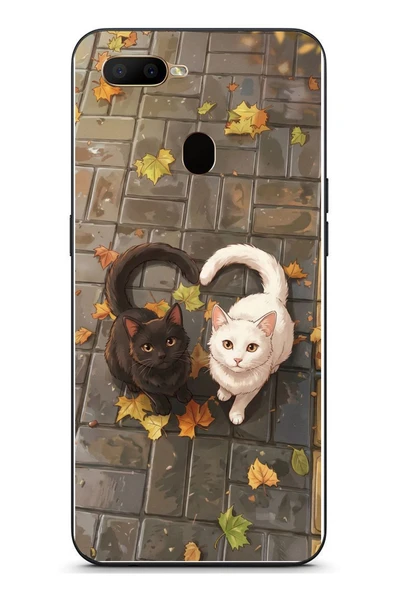 Le Balvo Oppo A5S Uyumlu Kalp Kuyruklu Kediler Baskılı Silikon Kılıf ürün görseli 1