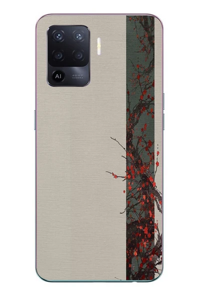 Le Balvo Oppo Reno 5 Lite Uyumlu Sade Sonbahar Sarmaşık Baskılı Silikon Kılıf ürün görseli 1