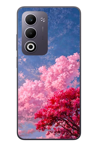 Le Balvo Oppo A5 4G Uyumlu Kırmızı Pembe Ağaçlar Baskılı Silikon Kılıf ürün görseli 1