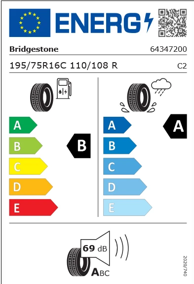 BRIDGESTONE 195/75R16C 110/108R DURAVIS VAN ürün görseli 1