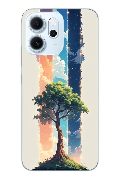 Le Balvo Oppo Reno 14F Uyumlu Yalnız Ağaç Dört Mevsim Baskılı Silikon Kılıf ürün görseli 1