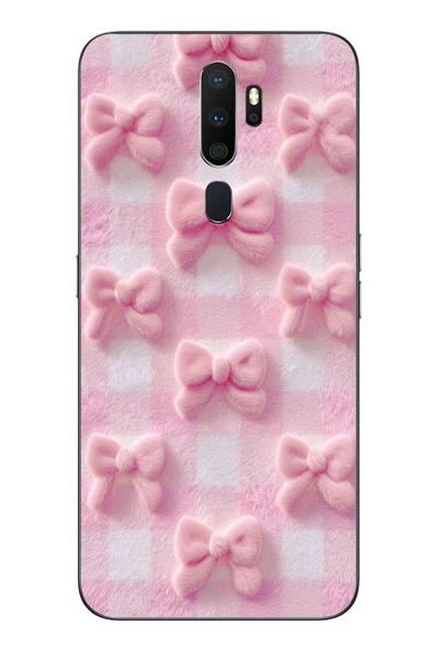 Le Balvo Oppo A5 2020 Uyumlu Pembe Kurdeleler Baskılı Silikon Kılıf ürün görseli 1