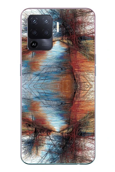 Le Balvo Oppo Reno 5 Lite Uyumlu Karışık Çizgiler Baskılı Silikon Kılıf ürün görseli 1