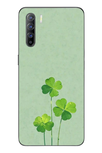 Le Balvo Oppo Reno 3 Uyumlu Üçlü Yonca Baskılı Silikon Kılıf ürün görseli 1