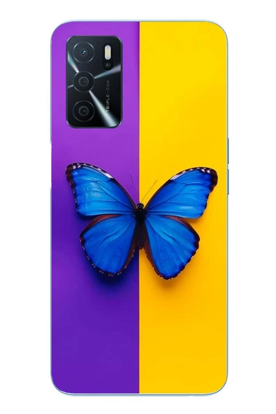 Le Balvo Oppo A16 Uyumlu Mor Sarı Kelebek Baskılı Silikon Kılıf ürün görseli 1