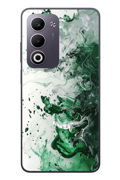 Le Balvo Oppo A5 4G Uyumlu Yeşil Beyaz Dalgalar Baskılı Silikon Kılıf ürün görseli 1