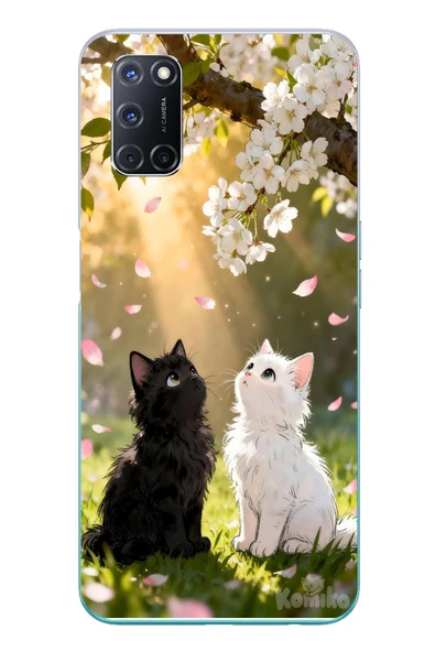 Le Balvo Oppo A52 Uyumlu İlkbahar Kedileri Baskılı Silikon Kılıf ürün görseli 1