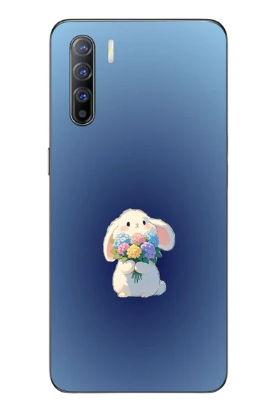 Le Balvo Oppo Reno 3 Uyumlu Çiçekli Tavşan Baskılı Silikon Kılıf ürün görseli 1