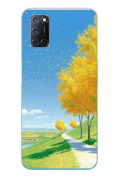 Le Balvo Oppo A52 Uyumlu Sarı Sonbahar Ağacı Baskılı Silikon Kılıf ürün görseli 1