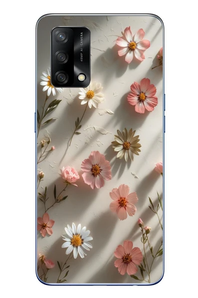 Le Balvo Oppo A74 Uyumlu Papatya Çiçekleri Baskılı Silikon Kılıf ürün görseli 1