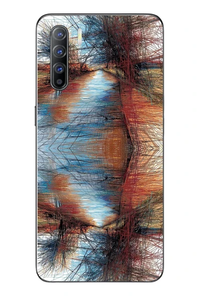Le Balvo Oppo Reno 3 Uyumlu Karışık Çizgiler Baskılı Silikon Kılıf ürün görseli 1