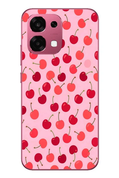 Le Balvo Oppo A6 PRO Uyumlu Pembe Kirazlar Baskılı Silikon Kılıf ürün görseli 1