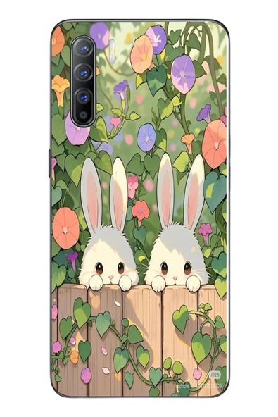 Le Balvo Oppo Reno 3 Uyumlu Tavşan Kardeşler Baskılı Silikon Kılıf ürün görseli 1