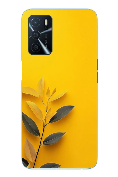 Le Balvo Oppo A16 Uyumlu Sarı Siyah Çiçekler Baskılı Silikon Kılıf ürün görseli 1