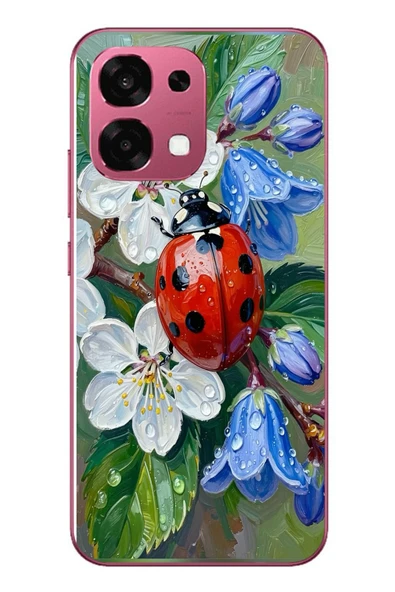 Le Balvo Oppo A6 PRO Uyumlu Uğur Böceği Yağlı Boya Baskılı Silikon Kılıf ürün görseli 1