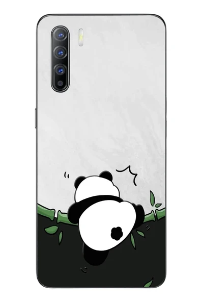Le Balvo Oppo Reno 3 Uyumlu Bambuya Çıkan Panda Baskılı Silikon Kılıf ürün görseli 1