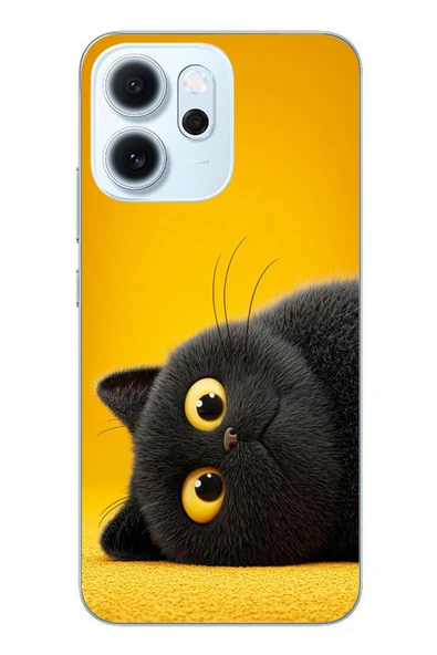 Le Balvo Oppo Reno 14F Uyumlu Yan Bakan Siyah Kedi Baskılı Silikon Kılıf ürün görseli 1