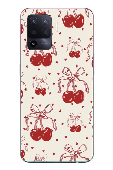 Le Balvo Oppo Reno 5 Lite Uyumlu Kiraz Bukleleri Baskılı Silikon Kılıf ürün görseli 1