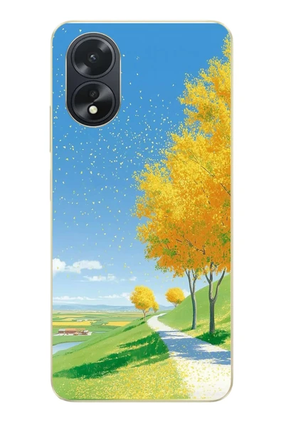 Le Balvo Oppo A38 Uyumlu Sarı Sonbahar Ağacı Baskılı Silikon Kılıf ürün görseli 1