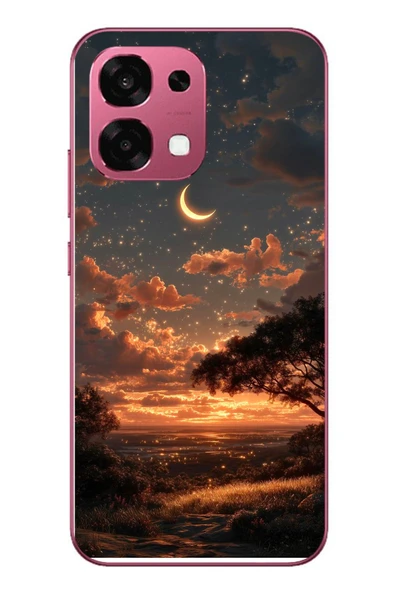 Le Balvo Oppo A6 PRO Uyumlu Ay Gecesi Baskılı Silikon Kılıf ürün görseli 1