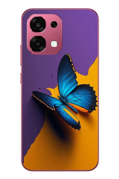 Le Balvo Oppo A6 PRO Uyumlu Mavi Kelebek Baskılı Silikon Kılıf ürün görseli 1