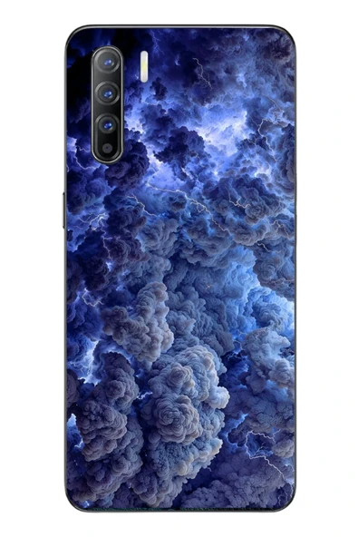 Le Balvo Oppo Reno 3 Uyumlu Mor Bulutlar Baskılı Silikon Kılıf ürün görseli 1