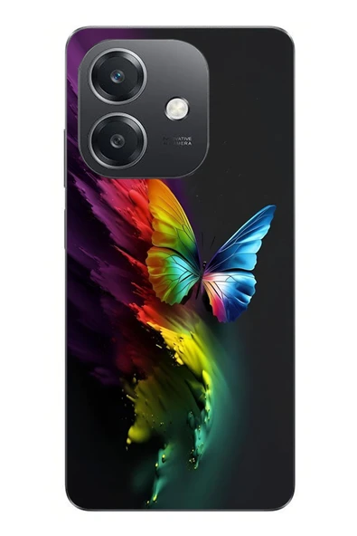 Le Balvo Oppo A3 Uyumlu Gökkuşağı Kelebeği Baskılı Silikon Kılıf ürün görseli 1