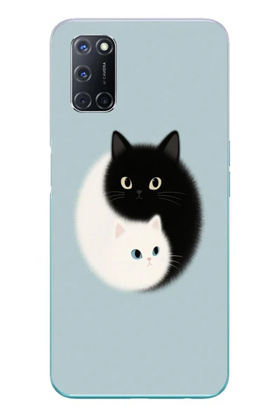 Le Balvo Oppo A52 Uyumlu Yin Yang Kediler Baskılı Silikon Kılıf ürün görseli 1